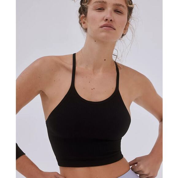Free People FP Movement Happiness Runs Crop Top in Black - Picture 1 of 11